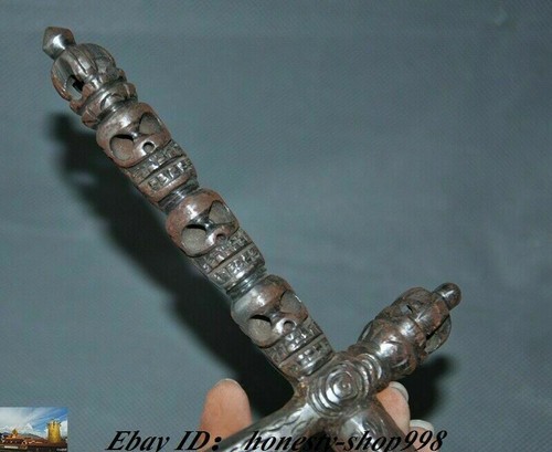 Tibetischer Buddhismus Meteorit Eisenschädel Phurpa Vajra Dorje Phurpa Dolch Ausrüstung - Bild 2 von 10