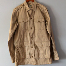 Vintage LL Bean Khaki Button Shirt Size Medium Cotton Blend USA Safari Utility