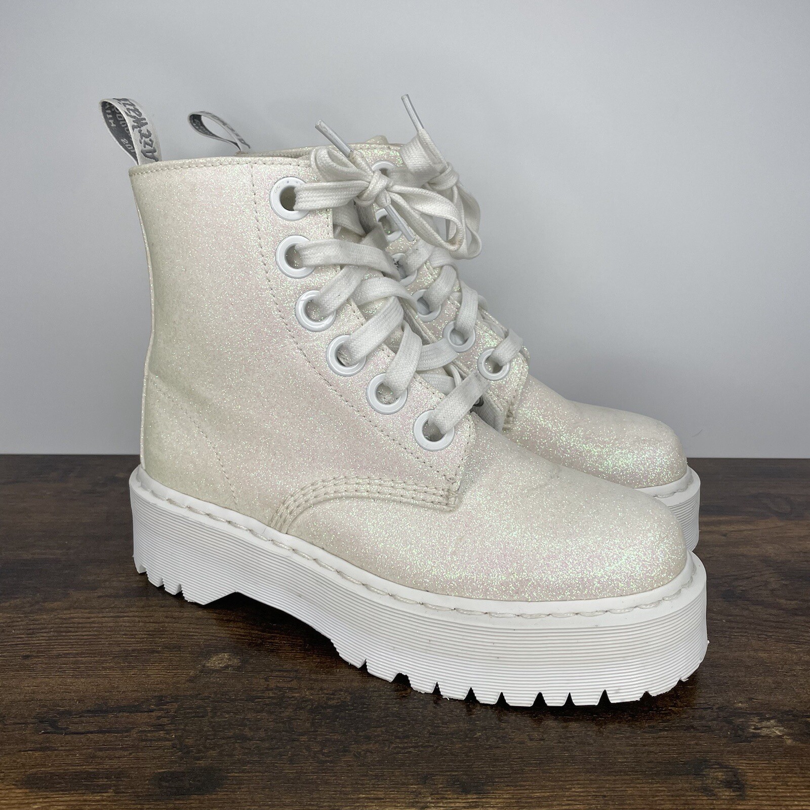 Dr. Martens Molly Platform Chunky Glitter Women's 10 White Lace Up Boots  Shoes | eBay