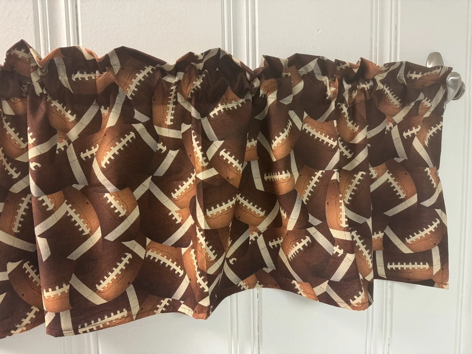 Cenefa de ventana de fútbol hecha a mano panel cortina deportes autocaravana cámper cortinas para niños Foto 2 de 3