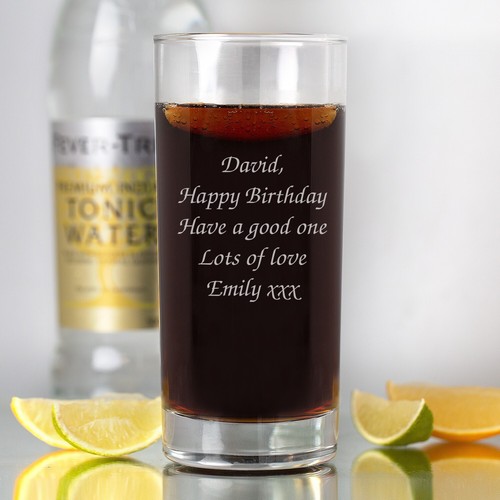 Personalised Engraved Hi ball mixer spirit VODKA AND COKE glass Any