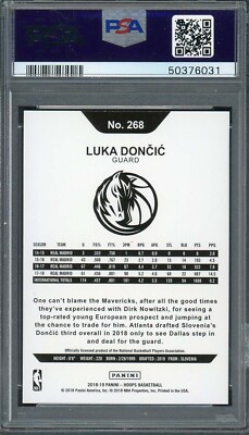 Luka Doncic 2018 Panini Hoops Basketball Rookie Card RC #268