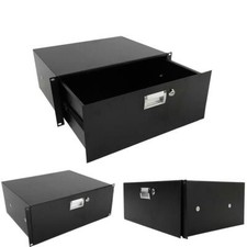 19" 4U Steel Plate DJ Drawer Equipment Cabinet with Keys Black