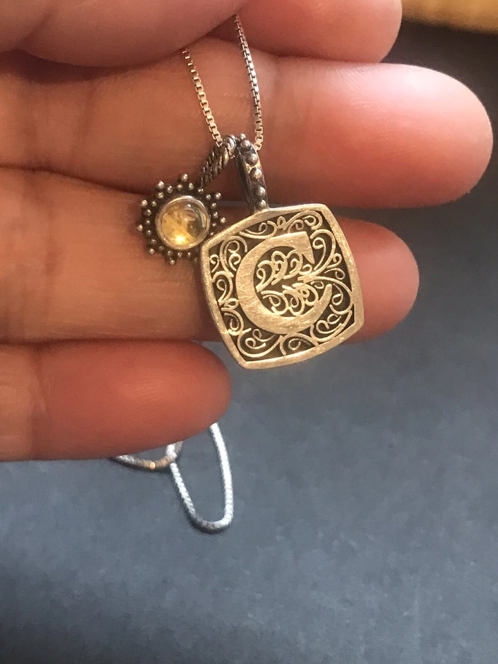 Lori Bonn Designer Sterling Silver 925 Citrine Two Pendants Necklace 18 Inches - Image 3 of 4