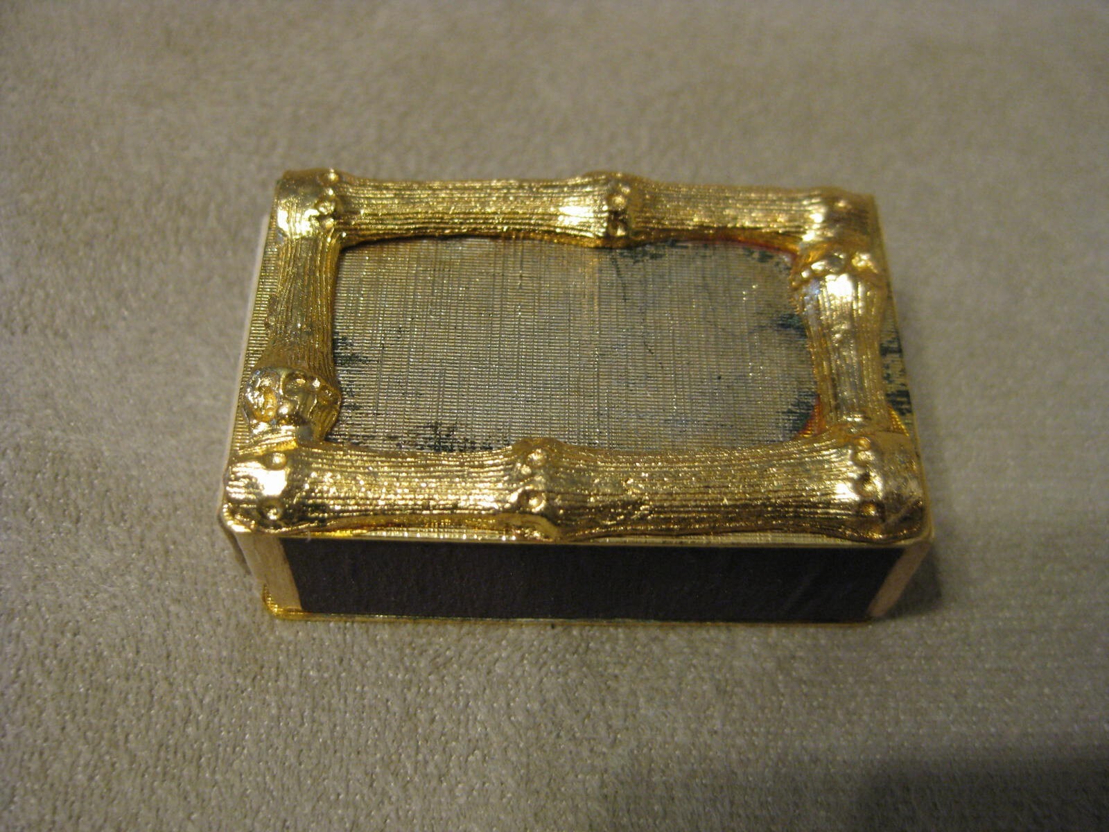 The Bucklers of 5th Ave GOLD and Glass Ashtray Matchbox Vintage Never used.