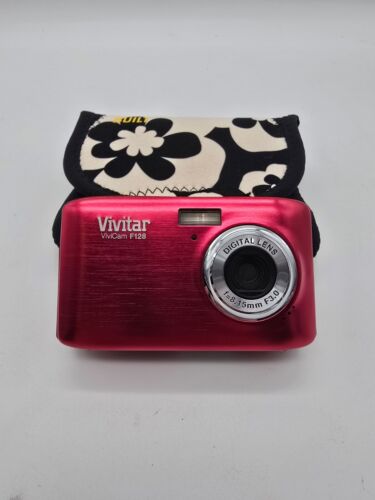 Vivitar Vivicam F128 Digital 14MP Camera Red Tested and Working Including Flash