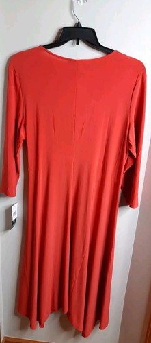 Perceptions New York 3/4 Sleeve Faux Wrap Midi Dress Twist Waist Size XL Rust - Picture 5 of 16