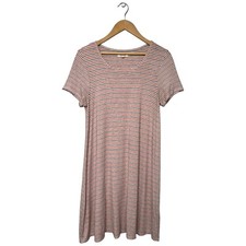 Madewell Swingy Tee Sacramento Striped Scoop Neck Short Sleeve Red Blue Dress M