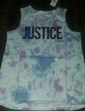 Girls justice glitter logo tye dye tank size 6 new blue/purple