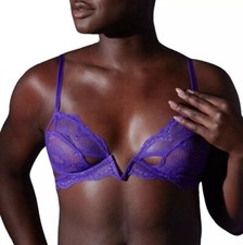 NWT Thistle and Spire 34E Kane Bra V-wire Ultraviolet Purple Lace Retails 62