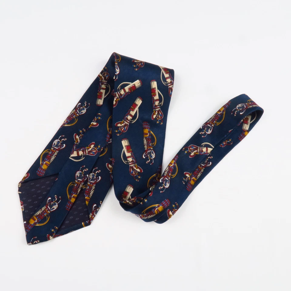 Corbata Benchmark Para Hombre Azul Marino Novedad Estampado Golf Hecha en EE. UU. 100% Seda 57x4 Foto 4 de 4