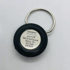 Vtg Stovers Standard Service Skokie Oil & Gas Station Advertising Tire Keychain