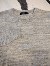 J. CREW Men's 100 Cotton Sweater Knit Pullover Heather Light Gray Large A76