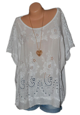 Italy Moda tunic blouse shirt mesh cotton N°50