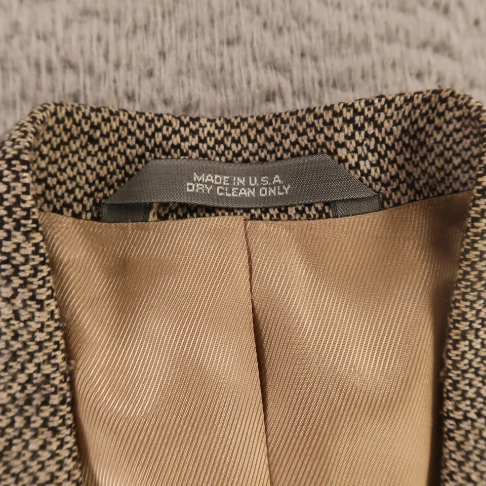 Chaqueta De Colección Tweed S Negro Beige Grano de Cebada 100% Lana Blazer Abrigo Deportivo EE. UU. 38S Foto 3 de 4