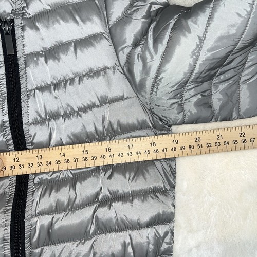 Badgley Mischka Women’s Puffer Coat Jacket Mia Silver Quilted Designer XS - Picture 7 of 15