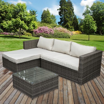 rattan sofa set garden corner l shaped outdoor patio furniture set seating  table 5055493878969 | ebay