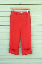 NEW ZARA WOMAN RED Cropped TROUSERS PANTS Turn Up Hem SIZE S WAIST 30" 4330