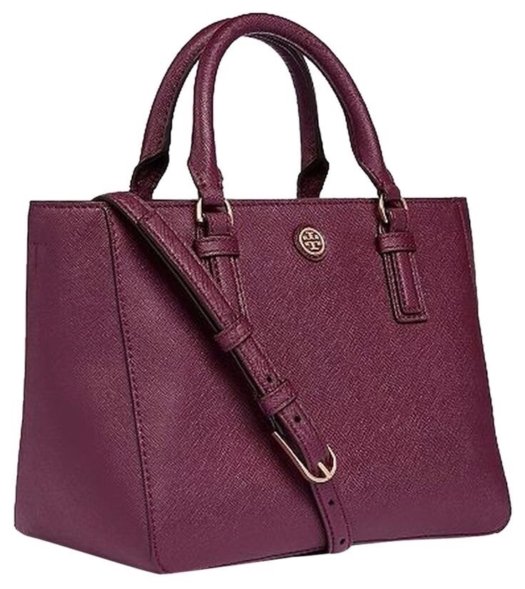 Tory Burch Shiraz Robinson Burgundy Saffiano Leather Tote
