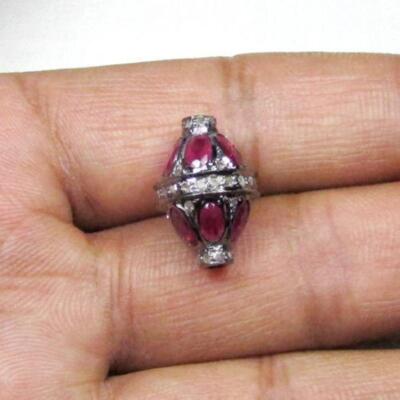 Ruby Gemstone Lobaster Beads Finding Natural Pave diamond 925 Silver Jewelry