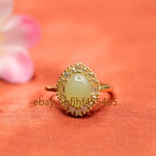 Certified natural Hetian Jade Ring Pigeon egg Ring jewelry adjustable
