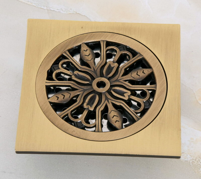 Antique Brass 100 * 100 mm Bathroom Floor Drain Garden Waste Grate
