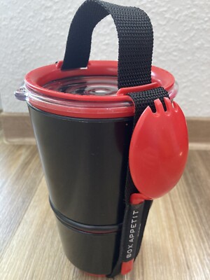 Black+Blum Lunch Pot Box Appetit 2 Fächer Tragegriff Löffel-Gabel-Kombi Schwarz