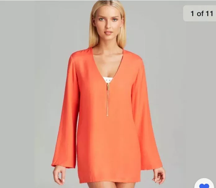 Michael Kors Cover Up Beach Swimwear Dress Orange Coral Tunic size M
