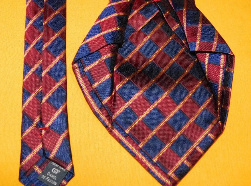 DANIEL DE FASSON MONOGRAM TRIFOLD MULTI COLOR GEOMETRIC TIE - DESIGNER TIES - Image 4 of 4