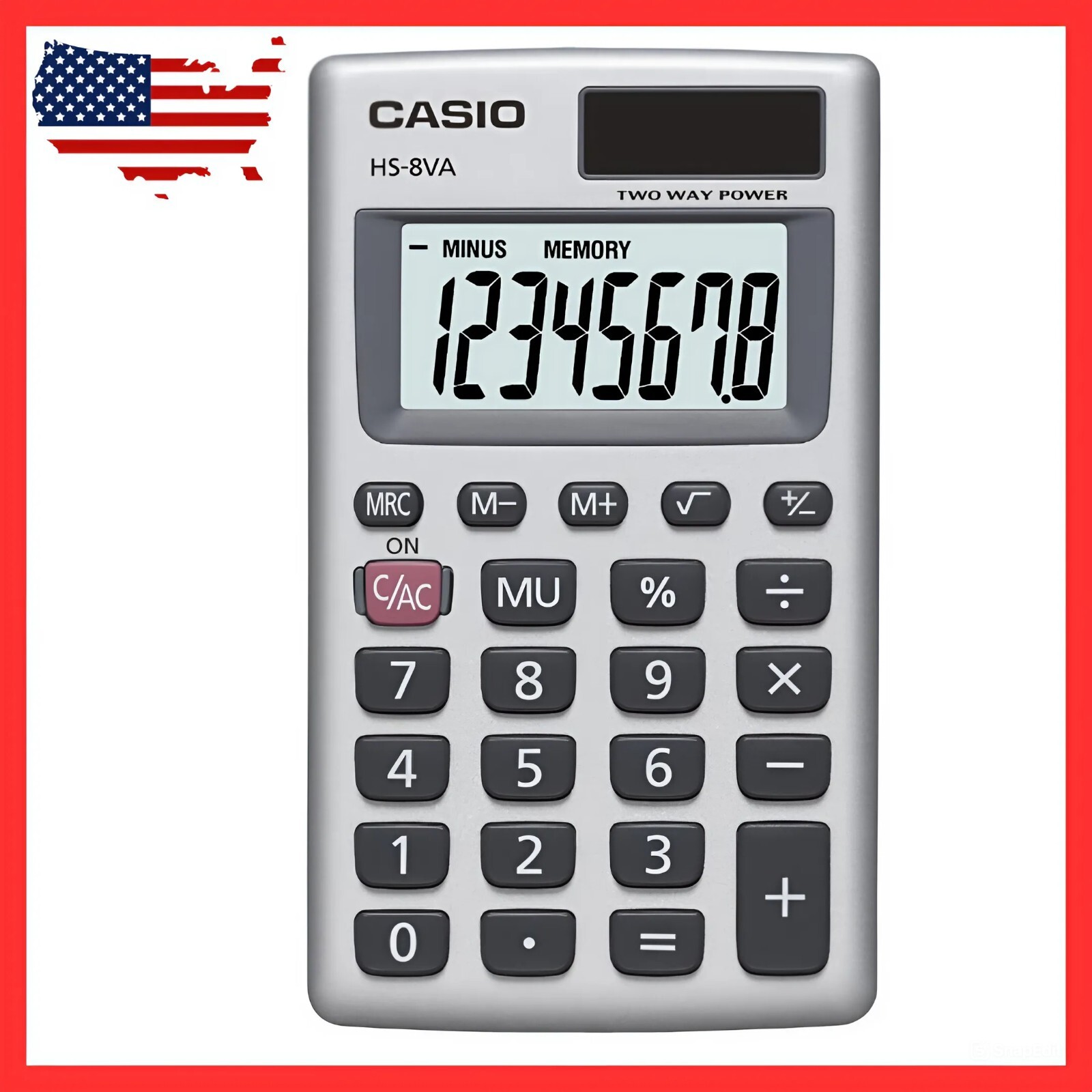 Casio HS-8VA Calculator : Solar Powered, Standard Function, Portable Calculator