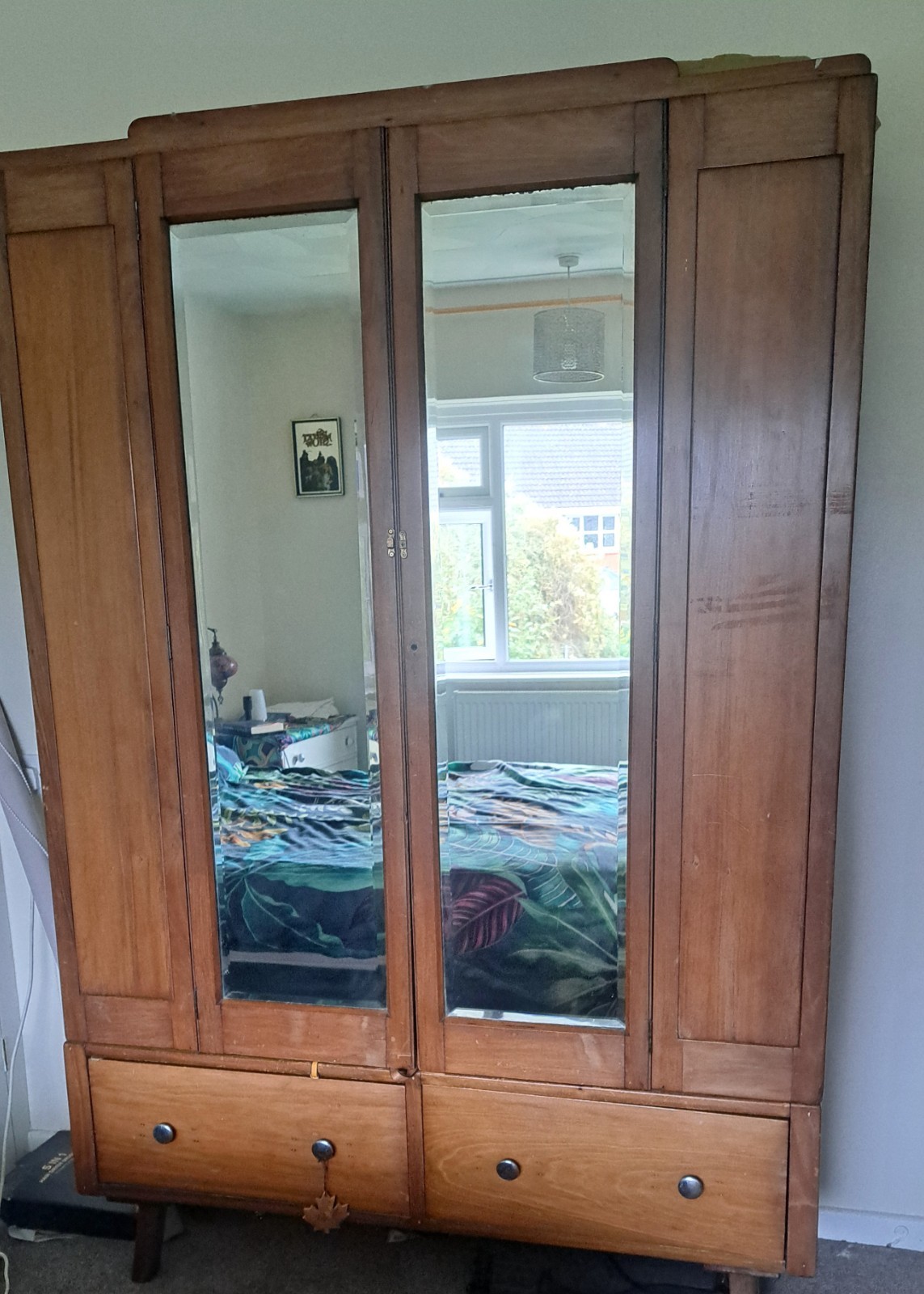 antique maplewood double mirrored wardrobe | eBay UK