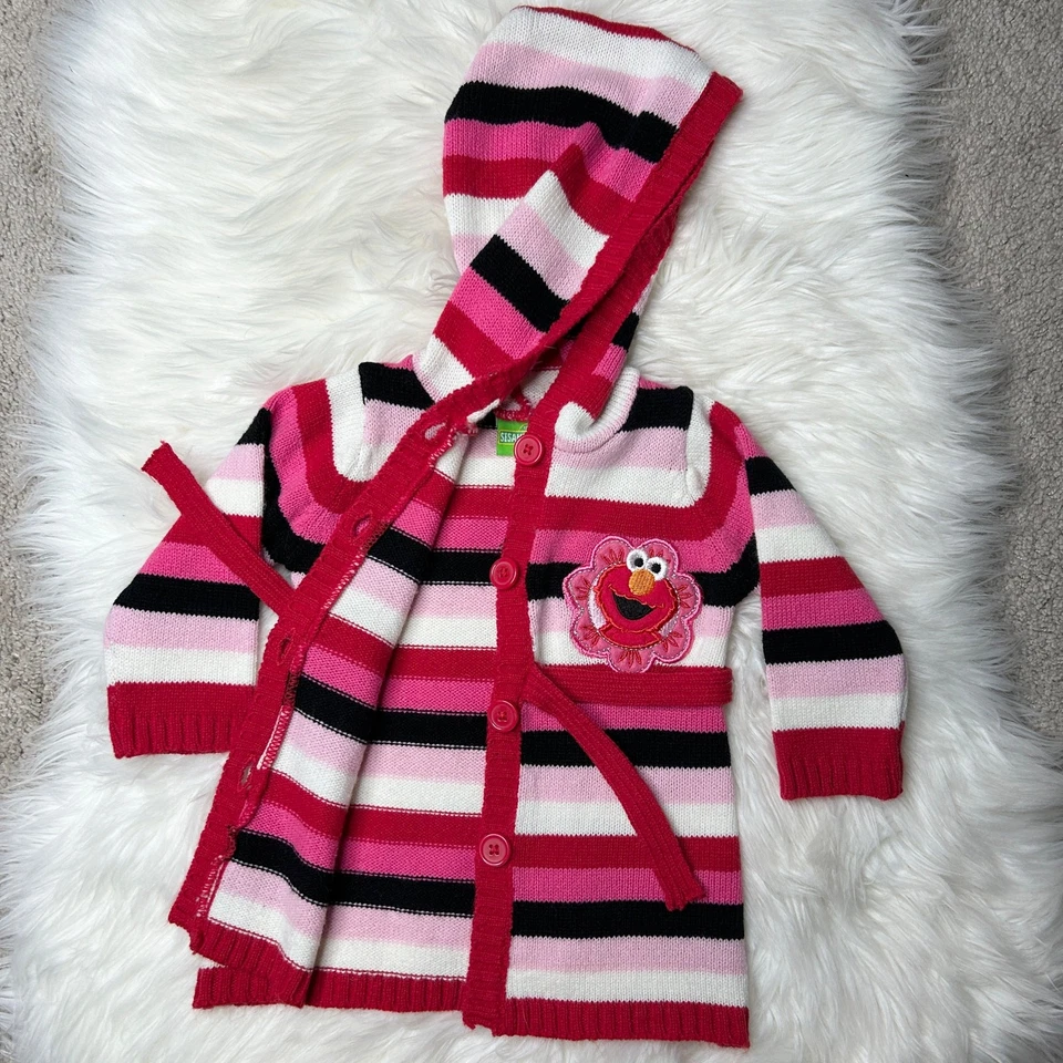 Cárdigan tejido SESAME STREET vintage Y2K Elmo niño talla 18M niñas bebé niño pequeño Foto 3 de 4