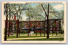 Stevens Point WI Nelson Hall State Teachers College Dormitory 1954 Postcard