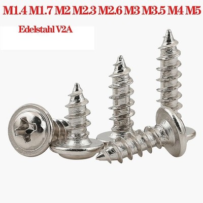 Linsenkopf Blechschrauben Mit Flansch Kreuzschlitz A2 V2A Edelstahl M1.4 M1.7-M5