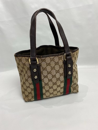 Gucci Sherry Line Brown Canvas Tote Bag - Picture 2 of 12