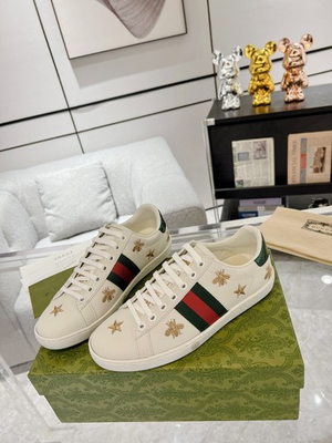 #ad GUCCI ACE White Gold Bee Men#x27;s Sneakers $270.00
