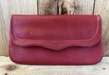 VTG Red Leather Clutch Purse Handbag Retro