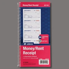 Two-Part Rent Receipt Book 2 3/4 x 4 3/4 Carbonless 200 Forms SC1152