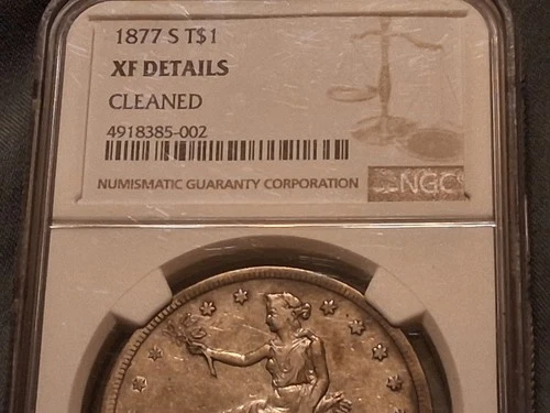 1877-S Trade Dollar NGC XF Details Cleaned