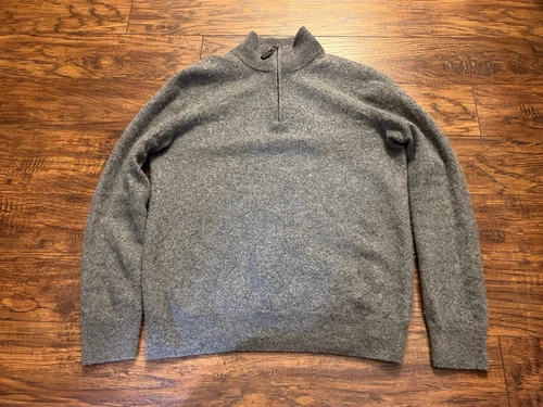 SHRUNKEN Daniel Hechter Gray XL 2 Ply Cashmere 1/4 Zip Fits XS/S?