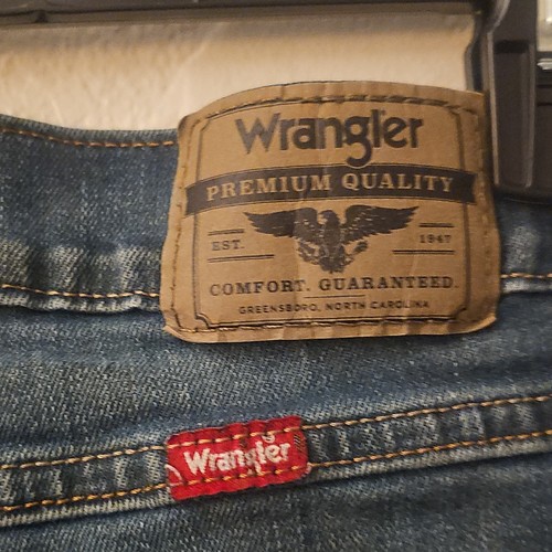 Wrangler Regular Straight Stretch Blue Denim Jeans 5-Pocket Men's - Picture 3 of 4