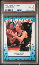 1989 FLEER STICKER #10 LARRY BIRD PSA 8