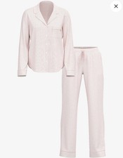 Victoria's Secret Modal Striped Button-Down Pajama Set - Pink/White - Size M