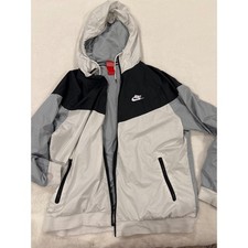 Nike Windrunner Hooded Jacket Black White Grey Colorblock XL Windbreaker