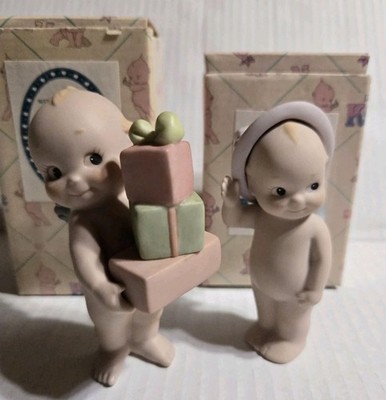 Vintage ENESCO Kewpie Ceramic Figurines Set Of 2 With Boxes Jesco 1992, 1993