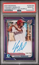 2024 Bowman Yohandy Morales 1st Auto Chrome Purple Refractor /250 #CPA-YM PSA 10