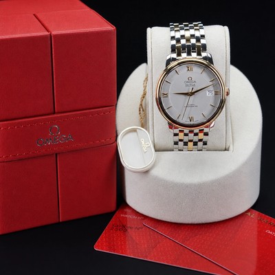 Omega De Ville Prestige 36mm YG/Steel Silver Roman 424.20.37.20.02.001 Unworn