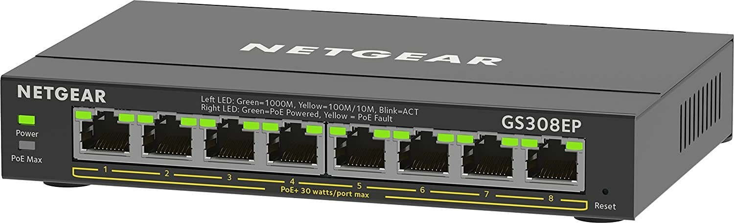 Gigabit Ethernet Switch RJ45 8-Port Netzwerk Netgear GS308EP Managed L2/L3 PoE