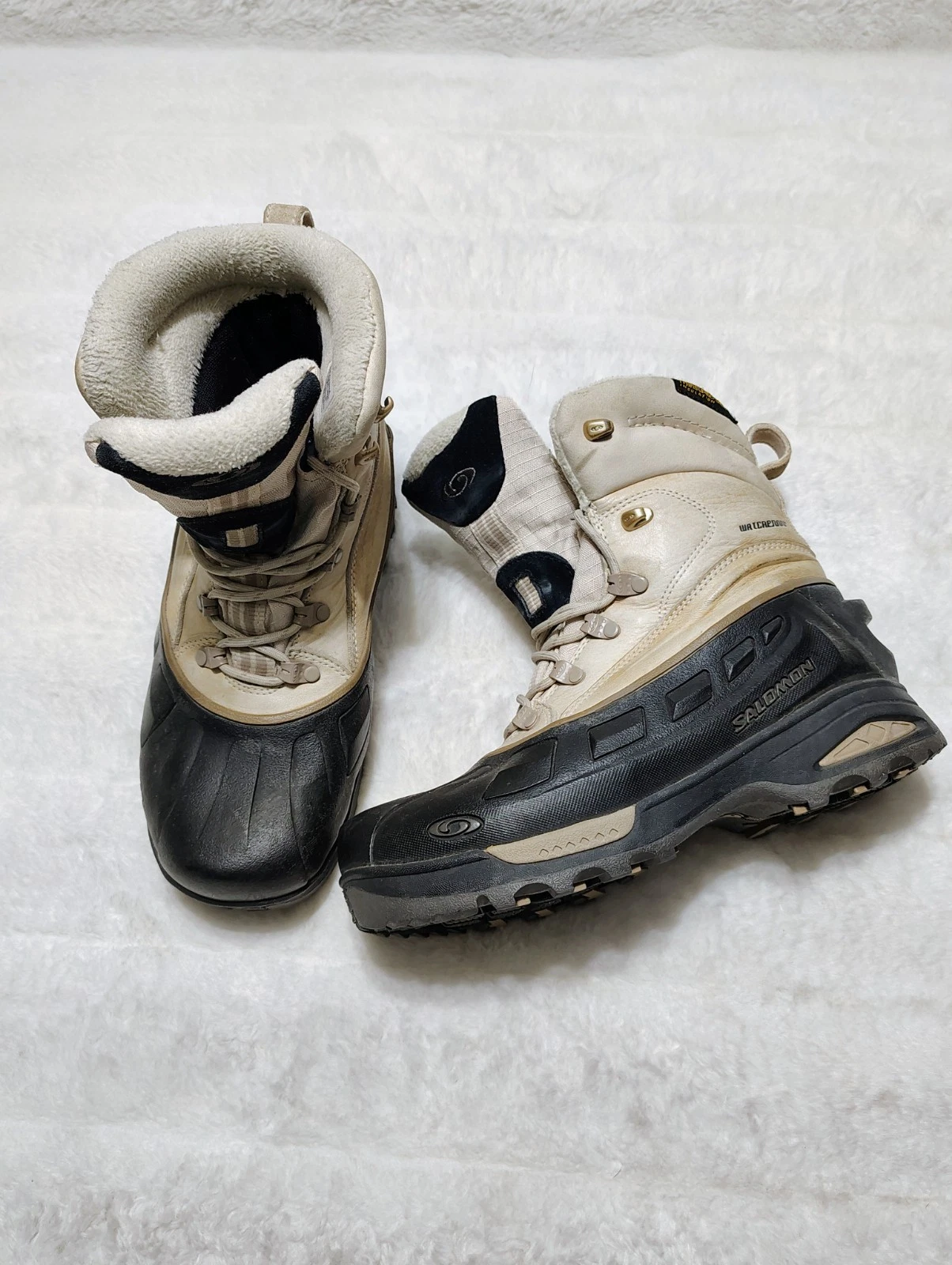 Stivali da neve invernali Salomon impermeabili in pelle tomaia Thinsulate donna taglia 8