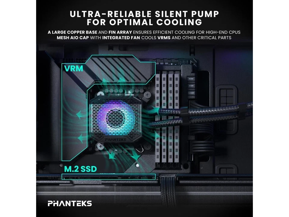 Phanteks Glacier One 360M25 G2 AIO Liquid CPU Cooler, Black, RGB Pump Cap - Image 4 of 4
